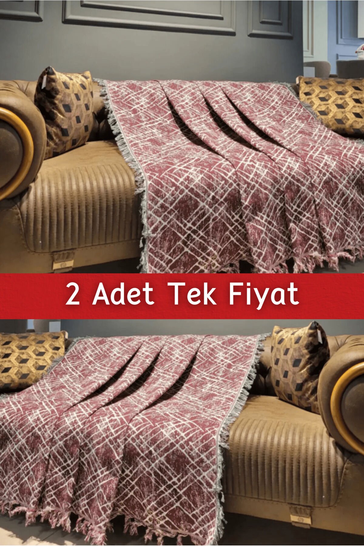Ikili Set Dokuma Koltuk Örtüsü Seti 170x220cm