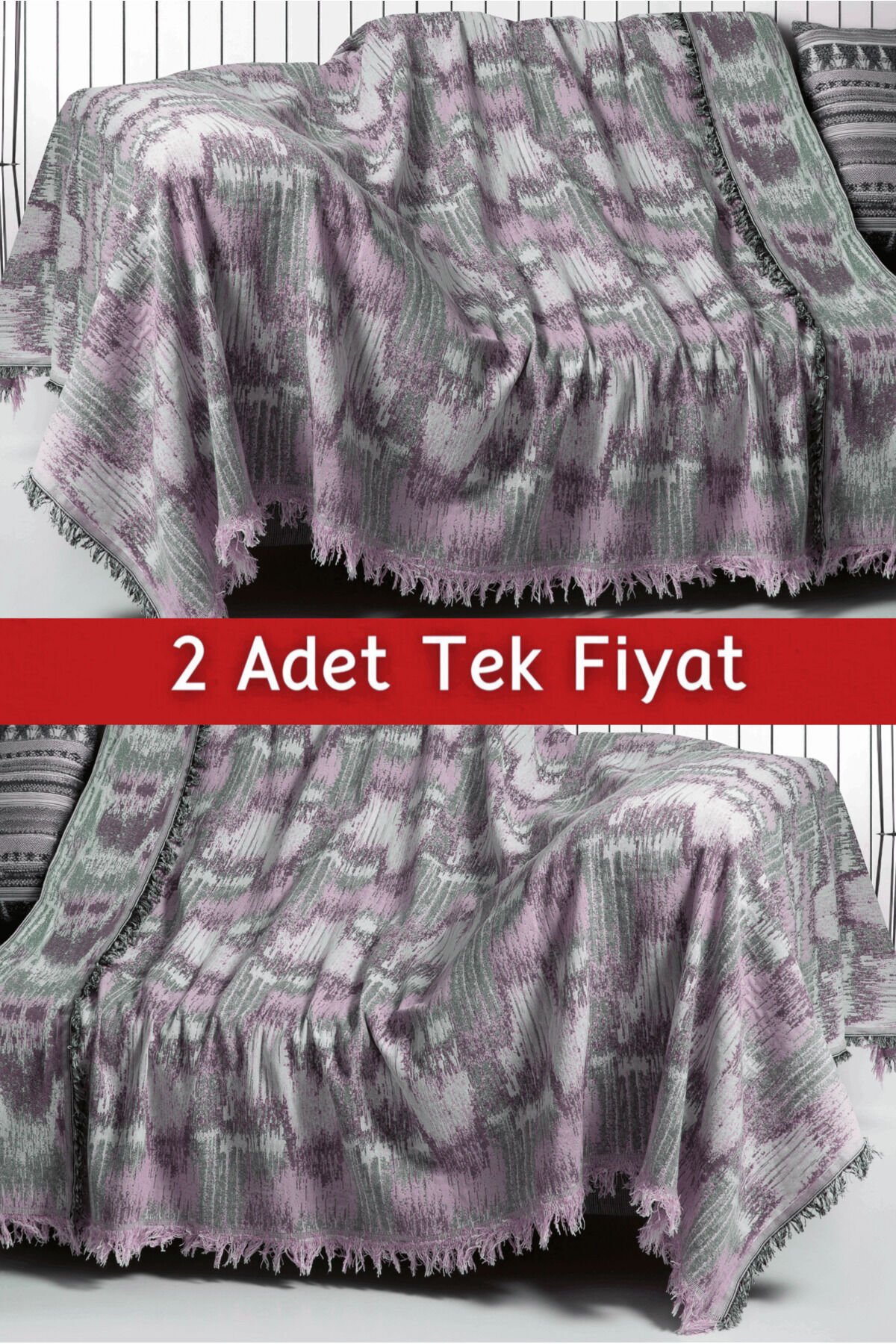 İkili Set Dokuma Koltuk Örtüsü Seti 170x220cm