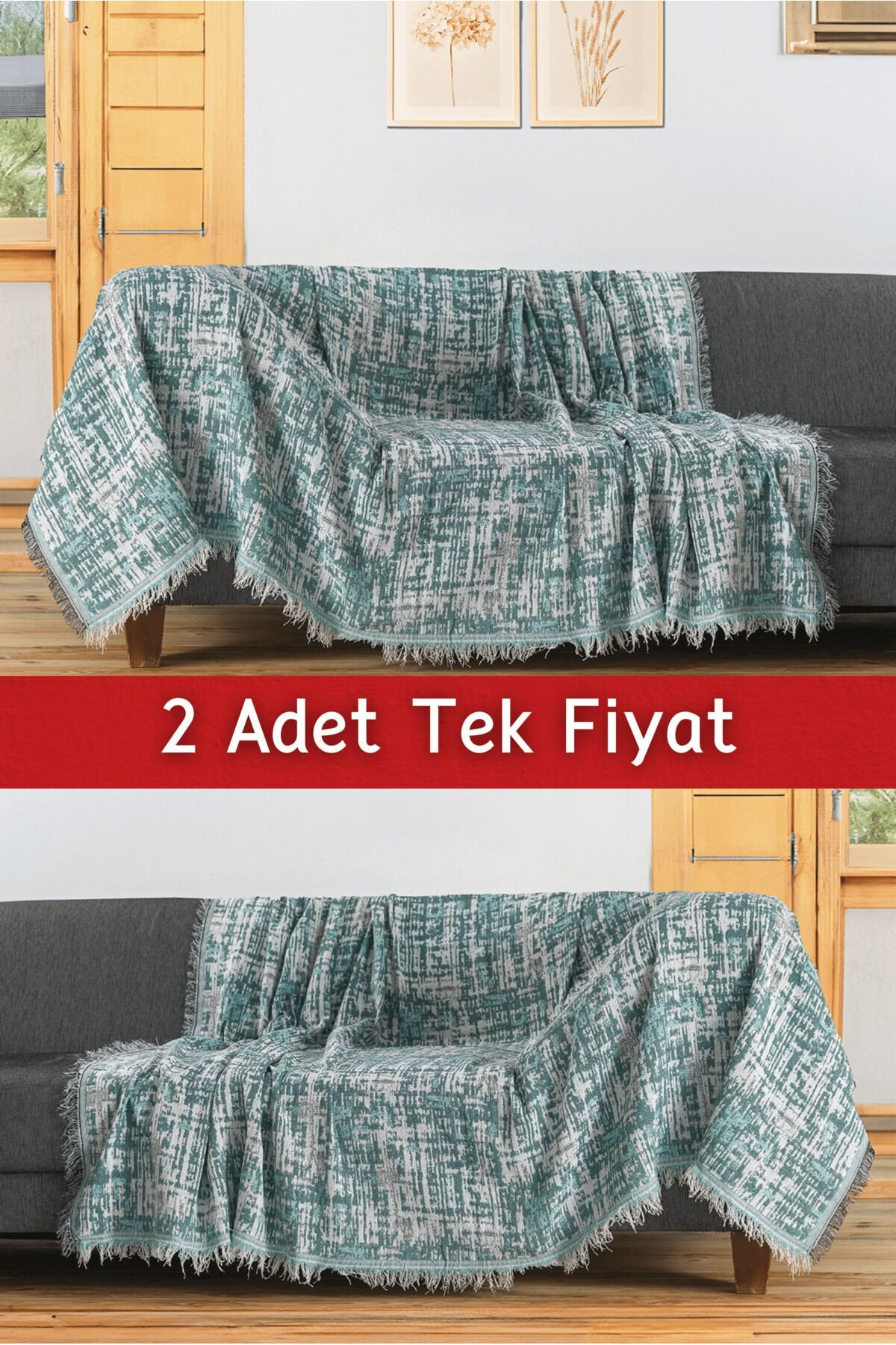 Ikili Set Dokuma Koltuk Örtüsü Seti 170x220cm