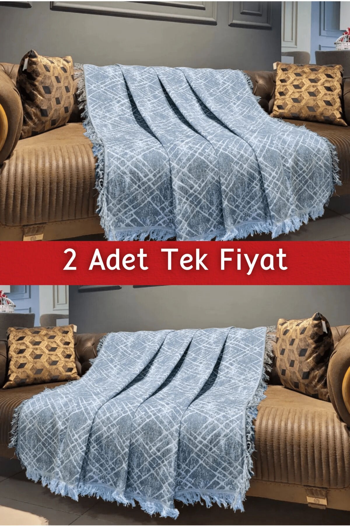 Ikili Set Dokuma Koltuk Örtüsü Seti 170x220cm
