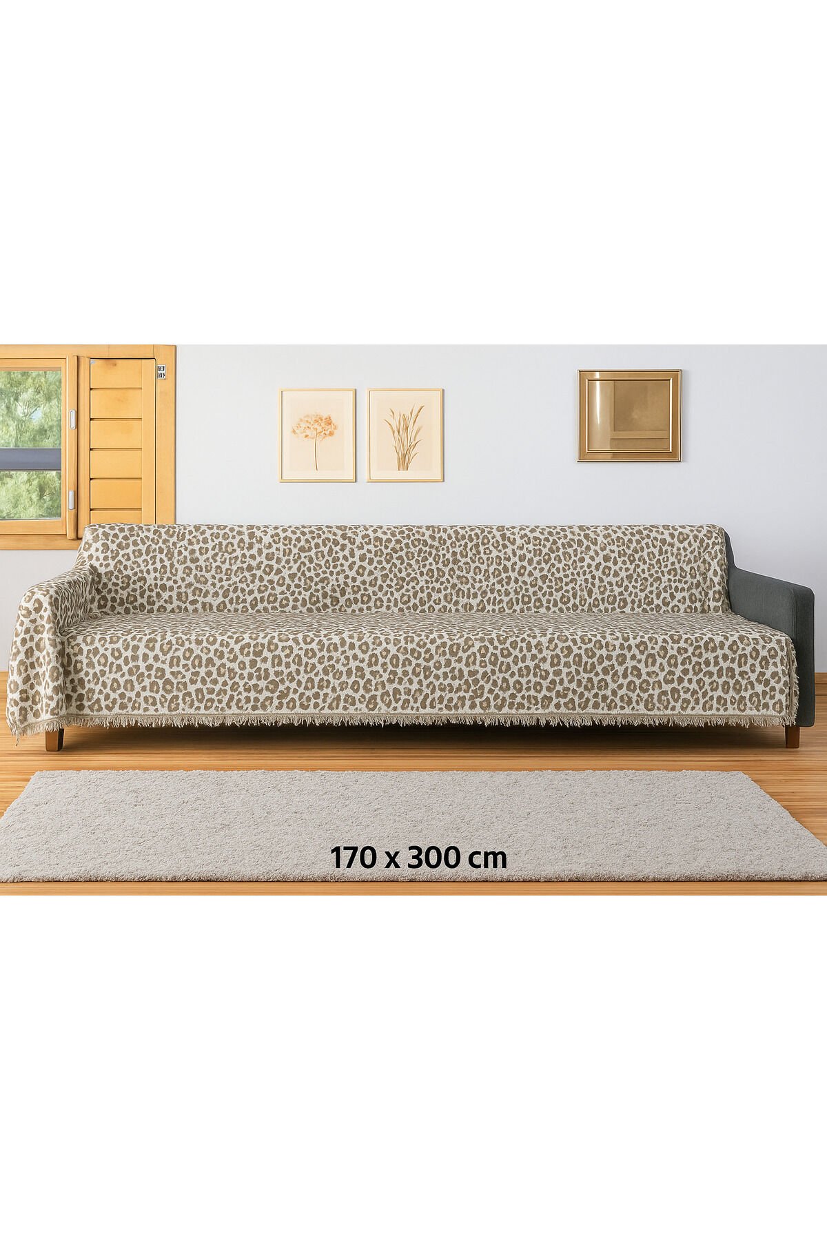 Pamuklu Dokulu Koltuk Şalı 170x300 cm Battal Boy – Saçaklı TV Battaniyesi & Dekoratif Koltuk Örtüsü