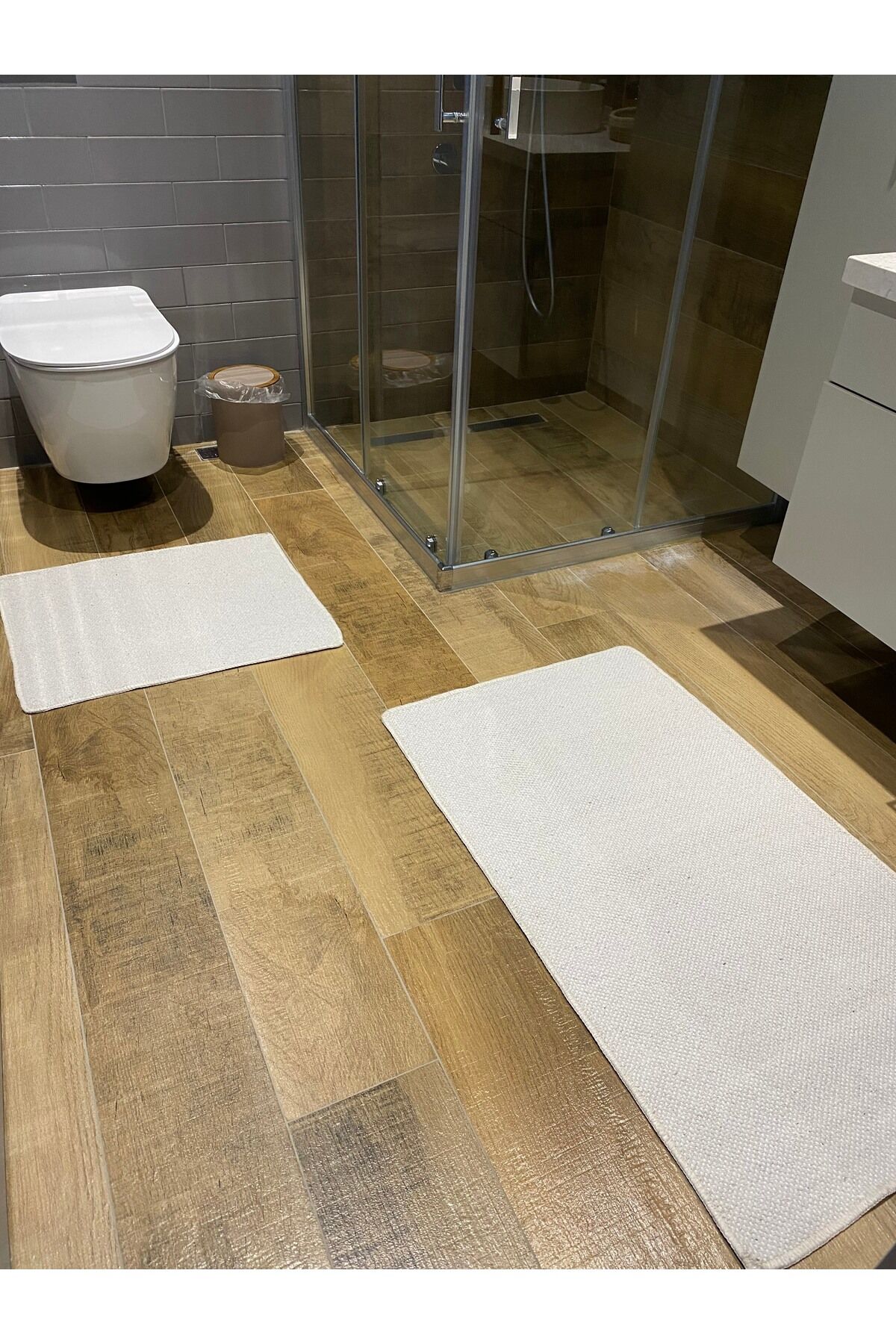 Doğal %100 Pamuklu İkili  Banyo Paspas Takımı 50x60-60x100