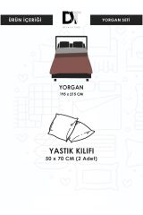 Çift Kişilik Welsoft Kare Desenli Gri/Antrasit Yorgan Seti Battaniye - Yorgan ve Yastık Kılıflı