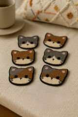 El Yapımı Punch Kedi Bardak Altlığı – 6’lı Sevimli Set