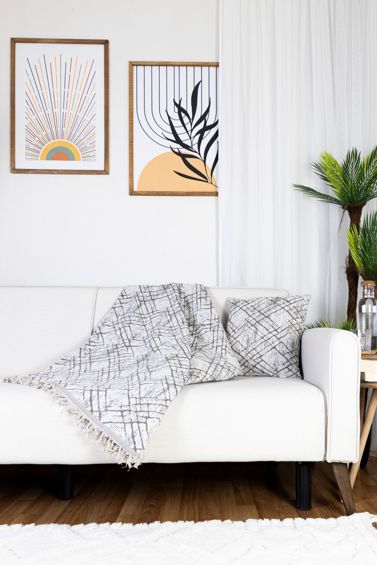 %100 Pamuklu Lüks Kaymaz Koltuk Örtüsü | Çok Amaçlı Örtü | 1 Adet 40x40 Cm Kırlent Kılıfı