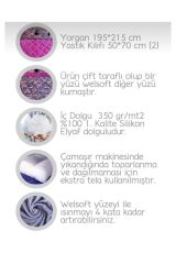 Çift Kişilik Çift Taraflı Peluş Welsoft Yorgan Ve 2 Yastık Kılıfı Pofuduk Yumuşak Yorgan 195x215 Cm