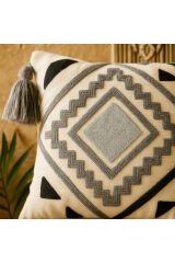 Modern Bohem Tarzı Etnik Desenli Nakışlı Kırlent Kılıfı 45x45cm ve 40x40cm