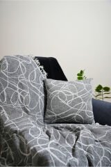 %100 Pamuklu Lüks Kaymaz Koltuk Örtüsü | Çok Amaçlı Örtü | 2 Adet 40x40 Cm Kırlent Kılıfı