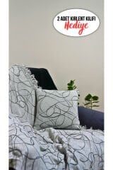 %100 Pamuklu Lüks Kaymaz Koltuk Örtüsü | Çok Amaçlı Örtü | 2 Adet 40x40 Cm Kırlent Kılıfı