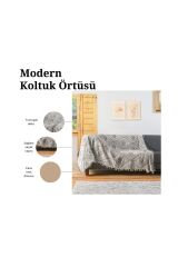 Pamuklu Lüks Kaymaz Koltuk Örtüsü | Koltuk Şalı | Çok Amaçlı Örtü Bej