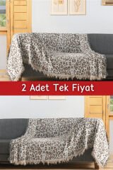 Ikili Set Dokuma Koltuk Örtüsü Seti 170x220cm Bej