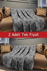 Ikili Set Dokuma Koltuk Örtüsü Seti 170x220cm Siyah