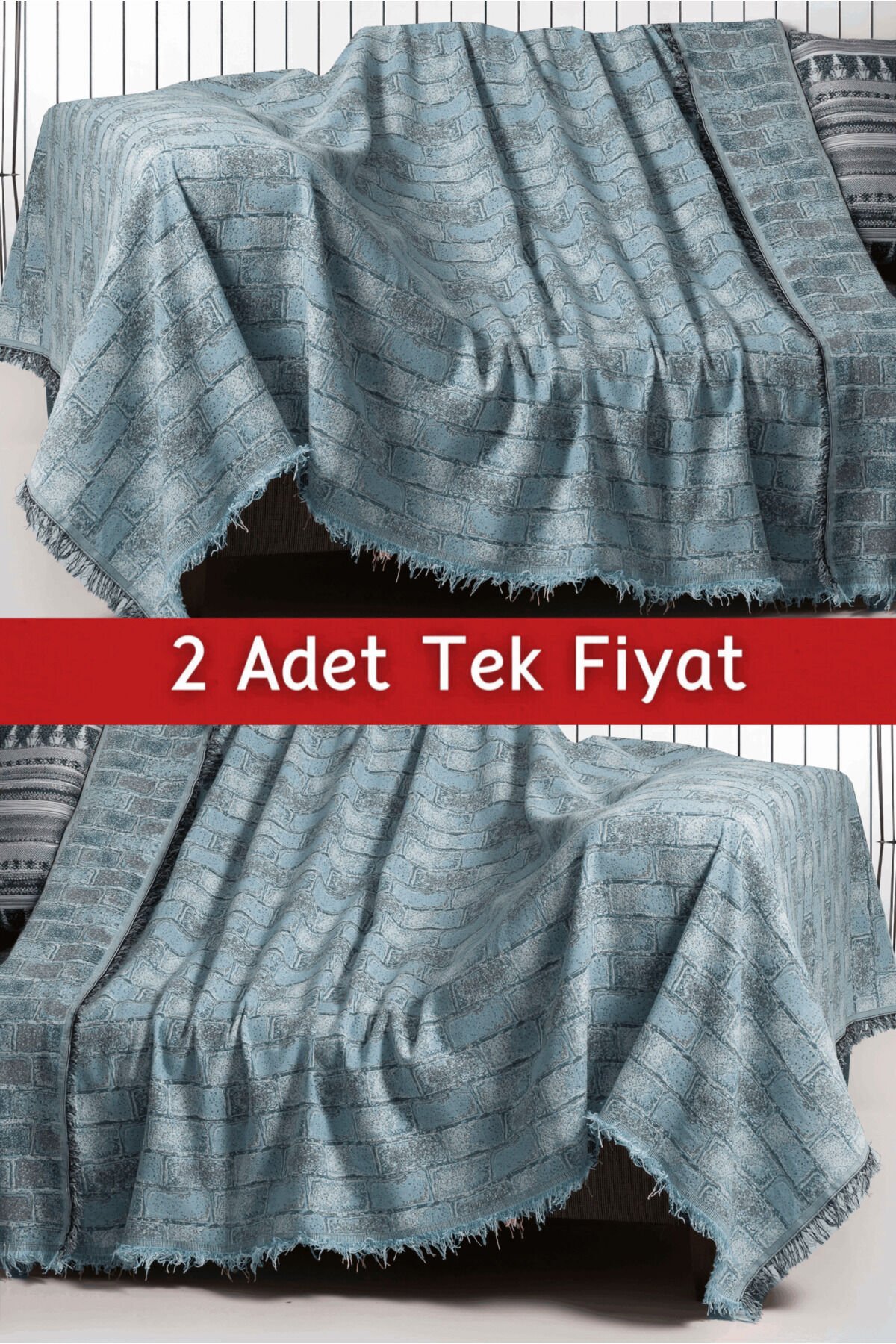 İkili Set Dokuma Koltuk Örtüsü Seti 170x220cm Bebemavisi