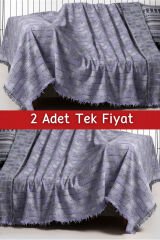 İkili Set Dokuma Koltuk Örtüsü Seti 170x220cm Mor