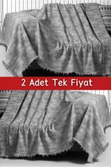 İkili Set Dokuma Koltuk Örtüsü Seti 170x220cm Gri