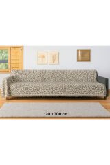 Pamuklu Dokulu Koltuk Şalı 170x300 cm Battal Boy – Saçaklı TV Battaniyesi & Dekoratif Koltuk Örtüsü Bej