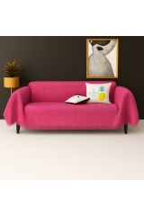 Pamuklu Dokulu Koltuk Şalı 170x300 cm Battal Boy – Saçaklı TV Battaniyesi & Dekoratif Koltuk Örtüsü Pembe