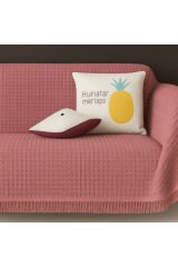 Pamuklu Dokulu Koltuk Şalı 170x300 cm Battal Boy – Saçaklı TV Battaniyesi & Dekoratif Koltuk Örtüsü Soft Pembe