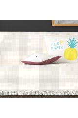 Pamuklu Dokulu Koltuk Şalı 170x350 cm Battal Boy – Saçaklı TV Battaniyesi & Dekoratif Koltuk Örtüsü Beyaz