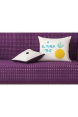 Pamuklu Dokulu Koltuk Şalı 170x350 cm Battal Boy – Saçaklı TV Battaniyesi & Dekoratif Koltuk Örtüsü Mor