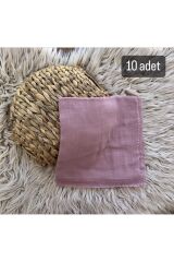 Flamlı 10'lu Paket Dağıtmalık Pamuklu Yazma Eşarp 100x100cm 10x Pudra - 100 X 100