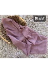 Flamlı 10'lu Paket Dağıtmalık Pamuklu Yazma Eşarp 100x100cm 10x Pudra - 100 X 100