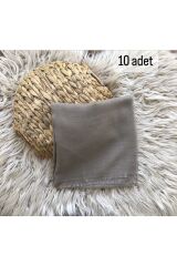 Flamlı 10'lu Paket Dağıtmalık Pamuklu Yazma Eşarp 100x100cm 10x Bej - 100 X 100