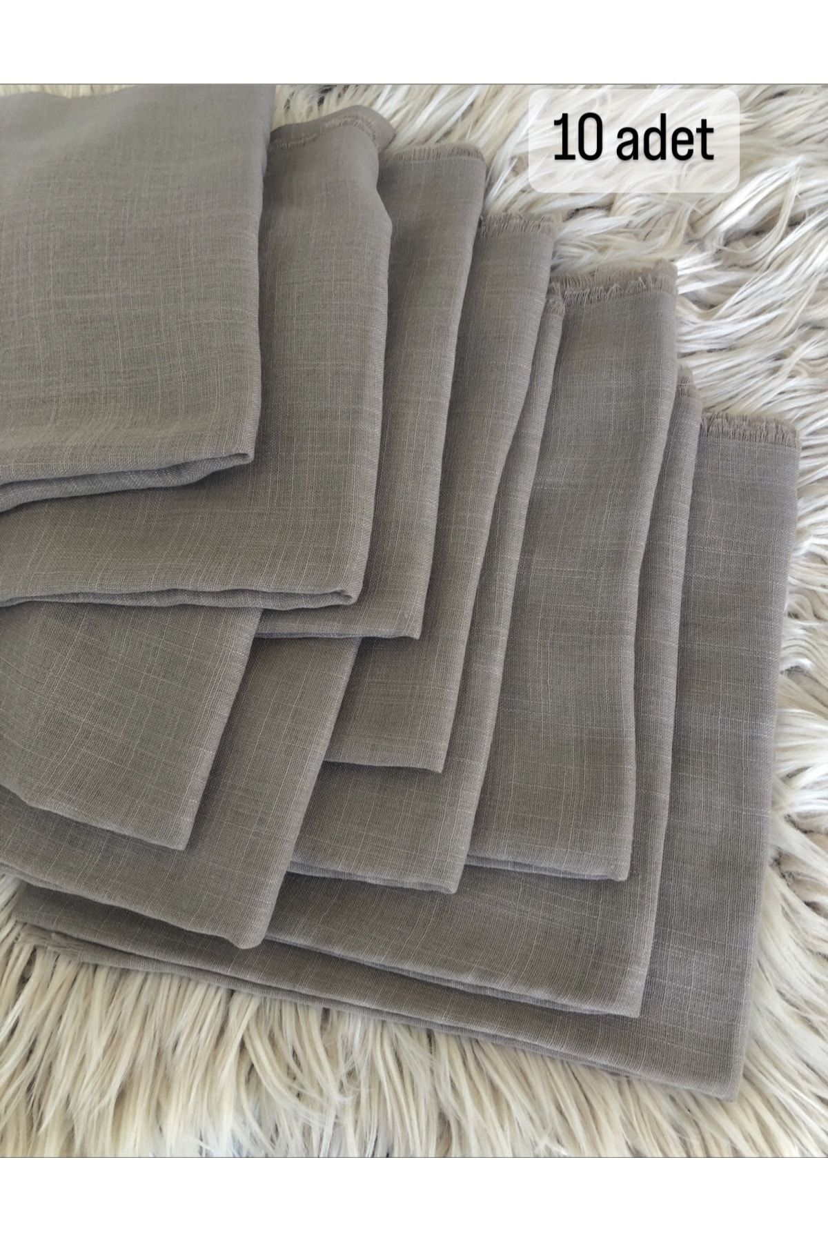 Flamlı 10'lu Paket Dağıtmalık Pamuklu Yazma Eşarp 100x100cm 10x Bej - 100 X 100