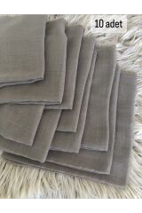 Flamlı 10'lu Paket Dağıtmalık Pamuklu Yazma Eşarp 100x100cm 10x Bej - 100 X 100