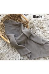 Flamlı 10'lu Paket Dağıtmalık Pamuklu Yazma Eşarp 100x100cm 10x Bej - 100 X 100
