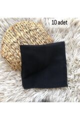 Flamlı 10'lu Paket Dağıtmalık Pamuklu Yazma Eşarp 100x100cm 10x Si̇yah - 100 X 100