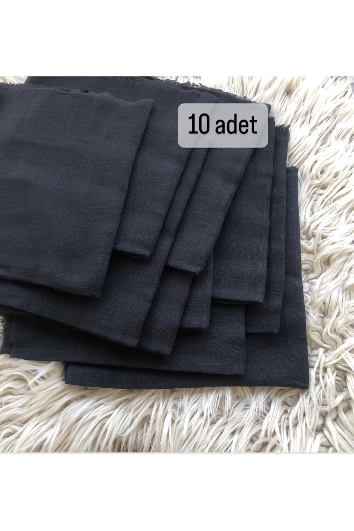 Flamlı 10'lu Paket Dağıtmalık Pamuklu Yazma Eşarp 100x100cm 10x Si̇yah - 100 X 100