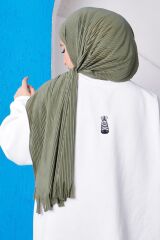 Kahve Moda Blue Piliseli Pratik Hazır Şal Açık Haki