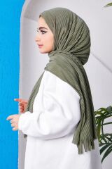 Kahve Moda Blue Piliseli Pratik Hazır Şal Açık Haki