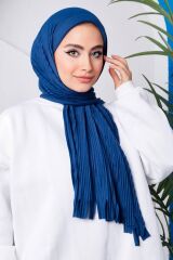 Kahve Moda Blue Piliseli Pratik Hazır Şal Laci̇vert