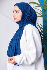 Kahve Moda Blue Piliseli Pratik Hazır Şal Laci̇vert