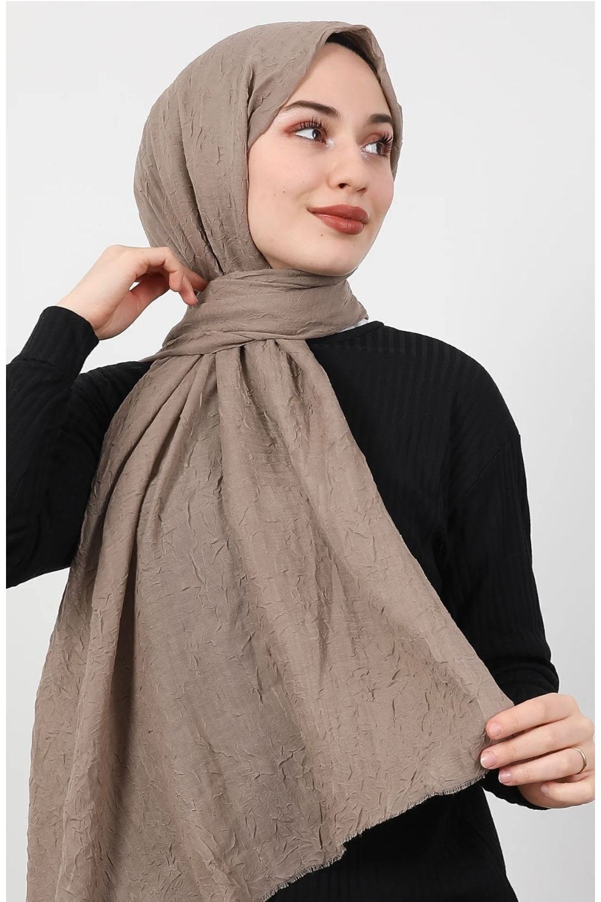 Bambu Kraş Şal Modeli Vizon - 75 X 185