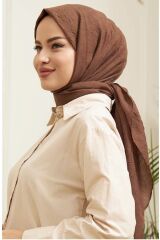 Bambu Kraş Şal Modeli Kahverengi - 75 X 185
