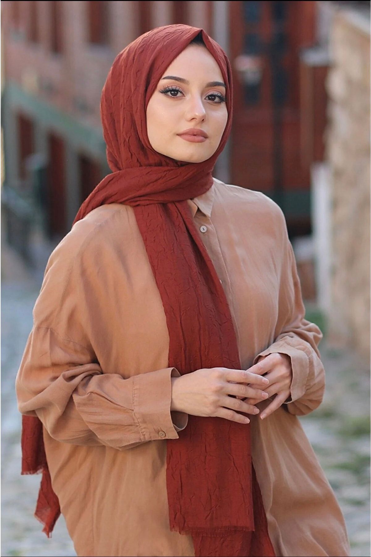 Bambu Kraş Şal Modeli Kiremitt - 75 X 185