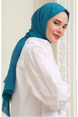 Bambu Kraş Şal Modeli Turkuaz Mavi - 75 X 185