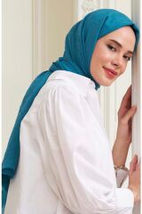 Bambu Kraş Şal Modeli Turkuaz Mavi - 75 X 185