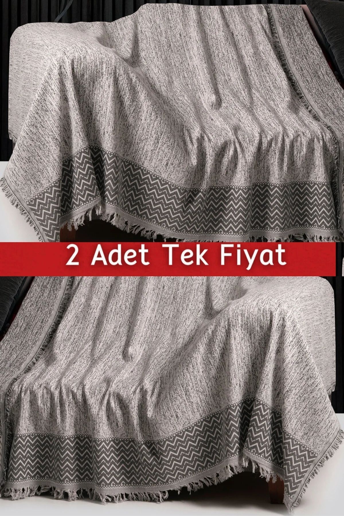 Dokuma Koltuk Örtüsü Seti 2 Adet Koltuk Örtüsü Tek Fiyat” (170 x 220) Gri