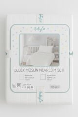 Bebek Müslin Nevresim Seti | 1 Adet Çarşaf | 1 Adet Yastık Kılıfı Beyaz