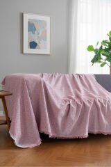 Bohem Tarz Koltuk Şalı 170x220 cm – Saçaklı TV Battaniyesi & Dekoratif Koltuk Örtüsü Pembe