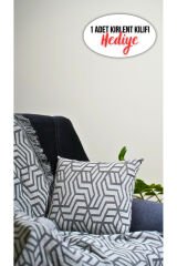 %100 Pamuklu Lüks Kaymaz Koltuk Örtüsü | Çok Amaçlı Örtü | 1 Adet 40x40 Cm Kırlent Kılıfı 888Gri