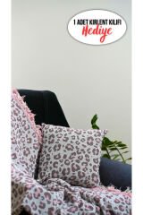 %100 Pamuklu Lüks Kaymaz Koltuk Örtüsü | Çok Amaçlı Örtü | 1 Adet 40x40 Cm Kırlent Kılıfı Yumurtapembe
