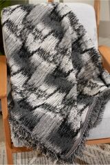 %100 Pamuklu Lüks Kaymaz Koltuk Örtüsü | Çok Amaçlı Örtü | 2 Adet 40x40 Cm Kırlent Kılıfı Siyahdalmaçyalı