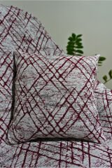 %100 Pamuklu Lüks Kaymaz Koltuk Örtüsü | Çok Amaçlı Örtü | 2 Adet 40x40 Cm Kırlent Kılıfı Bordoçapraz