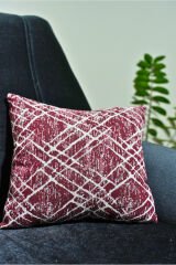 %100 Pamuklu Lüks Kaymaz Koltuk Örtüsü | Çok Amaçlı Örtü | 2 Adet 40x40 Cm Kırlent Kılıfı Bordoçapraz