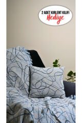 %100 Pamuklu Lüks Kaymaz Koltuk Örtüsü | Çok Amaçlı Örtü | 2 Adet 40x40 Cm Kırlent Kılıfı Bebemavi